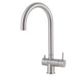 Edelstahl 3 Wege Wasserhahn QuadroDesign Idealaqua Inox 385 AS gebürstet matt Frontansicht