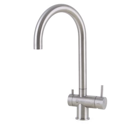 Edelstahl 3 Wege Wasserhahn QuadroDesign Idealaqua Inox 385 AS gebürstet matt Frontansicht