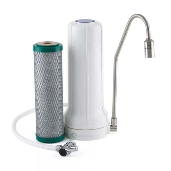 Alvito Auftischfilter Set Nature Auftischwasserfilter inkl. ABF Primus CLC Filtereinsatz und Wasserwirbler Viva 2.8 Frontansicht