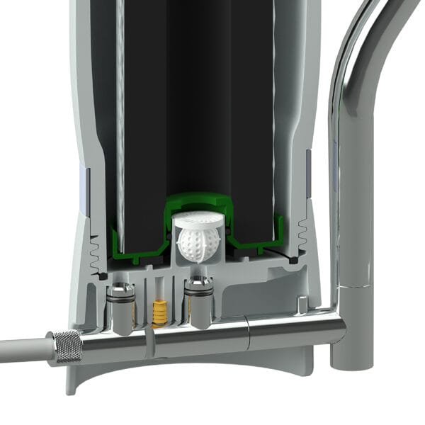 Carbonit SANUNO Grande Auftischwasserfilter Schnitt durch den Filterkopf