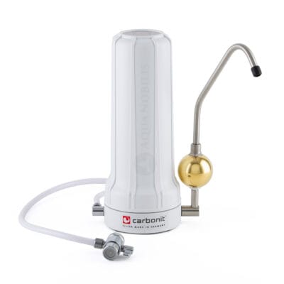 Carbonit SANUNO mit UMH Live Gold Auftisch Wasserfilter mit Wasservitalisierung Frontansicht