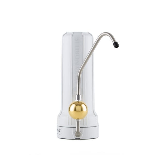 Carbonit SANUNO mit UMH Live Gold Auftisch Wasserfilter mit Wasservitalisierung Seitenansicht