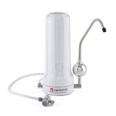 Carbonit SANUNO mit UMH Live Rhodium Auftisch Wasserfilter mit Wasservitalisierung Frontansicht