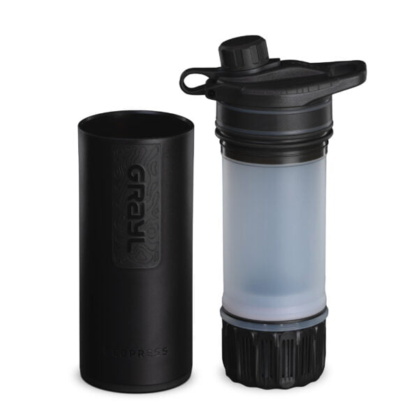 Grayl Geopress Covert Black Outdoor Wasserfilter auseinander gezogen