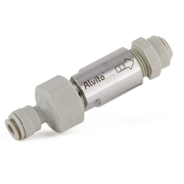 Alvito Wasserwirbler Inline LowFlow mit 1/4 Zoll John Guest Schnellverbindern Front
