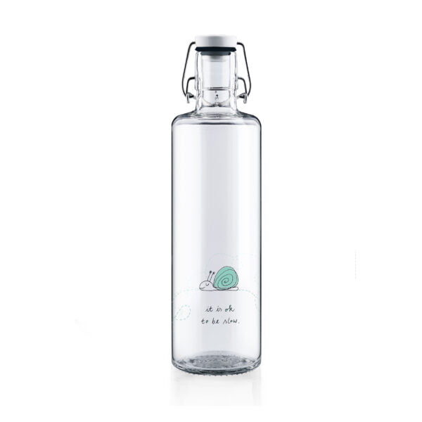 Soulbottle ok to be slow (1 Liter) Glasflasche Frontansicht